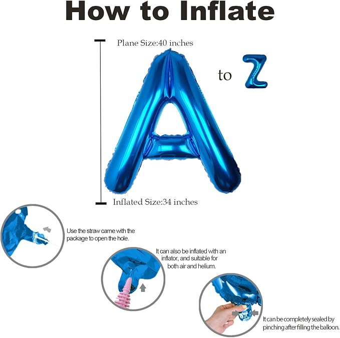 40 Inch Blue Letter Q Balloon Big Foil Helium Letter Balloons A-Z | Giant Large - Image 4