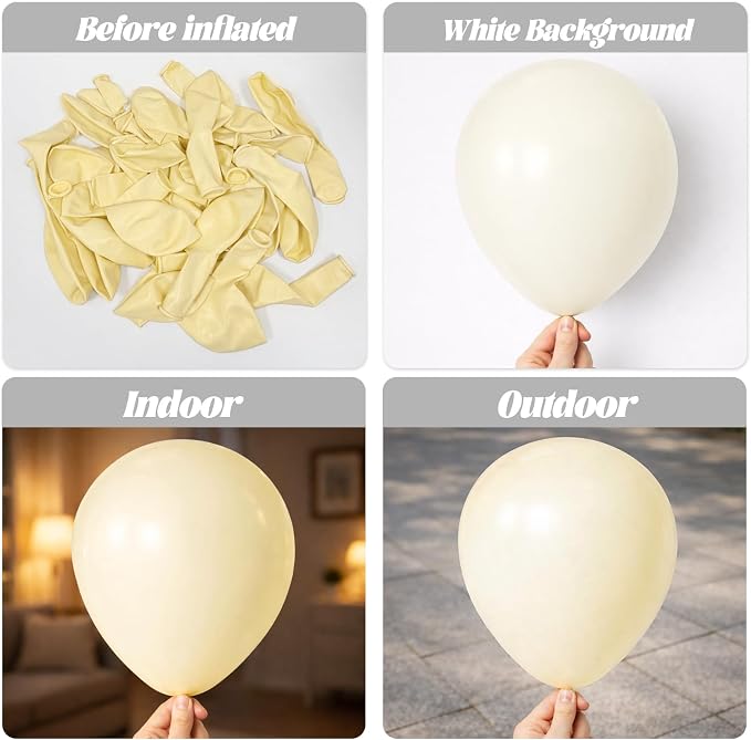 Voircoloria 90pcs Ivory White Balloons Garland Arch Kit, 18 12 10 5 Inch | - Image 2