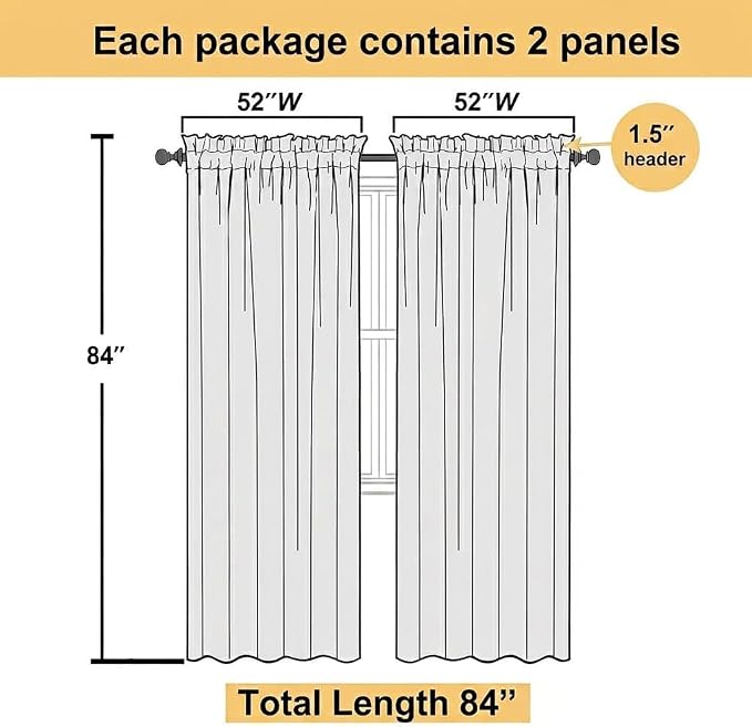 Yellow and Grayish Curtains for Living Room 84 Inch Length Ombre Curtains 2 - Image 8