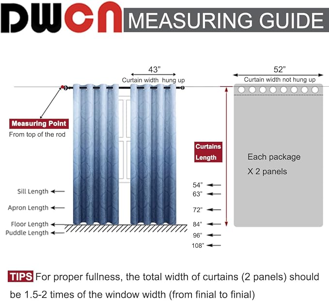 DWCN Navy Blue Room Darkening Blackout Curtains - Image 7