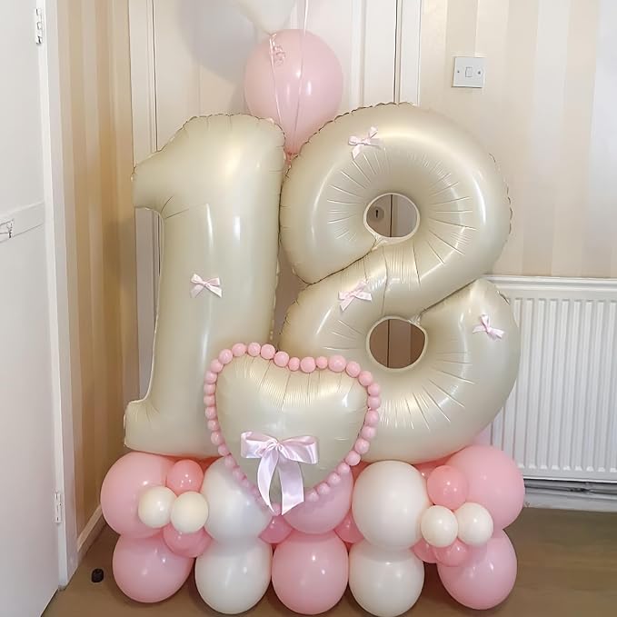 Cream 10 Balloon Number 40 Inch Cream Number 10 Balloon Helium Mylar Balloons - Image 4