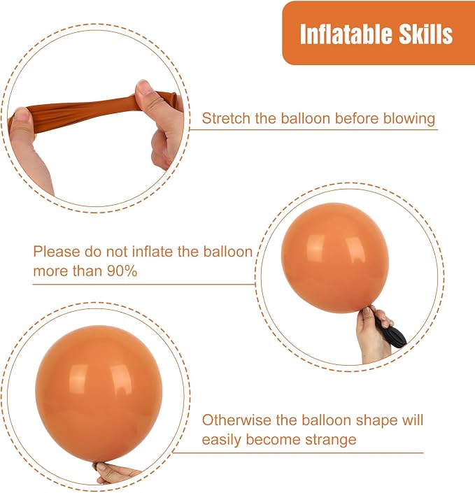 RUBFAC Burnt Orange Balloons 129pcs Different Sizes Pack of 18 12 10 5 Inch | - Image 4