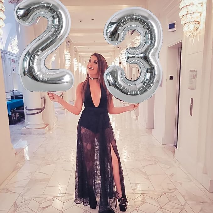 TONIFUL 40 Inch Silver Number 3 Balloon Large Foil 3rd Birthday Decorations | - Image 3