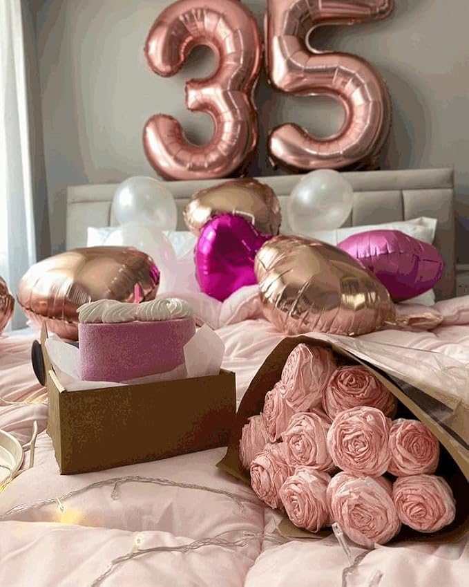 1 Balloon - Rose Gold Birthday Number Balloons, 40 Inch Party Decorations | - Image 2