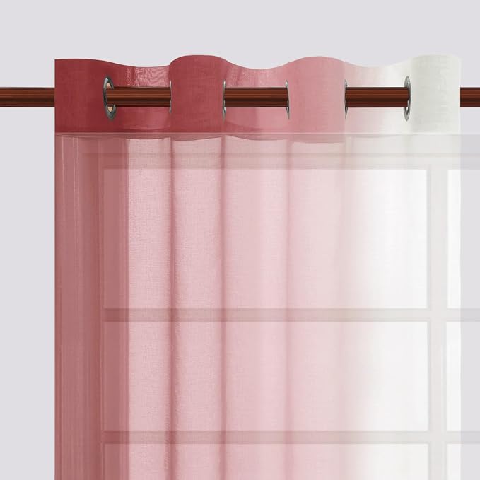 DWCN Ombre Faux Linen Sheer Curtains - Image 2