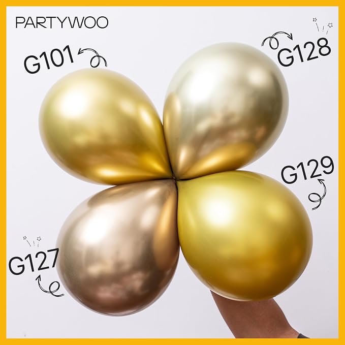 PartyWoo Metallic Gold Balloons 50pcs Chrome Gold Color 12 Inch | Balloons - Image 4