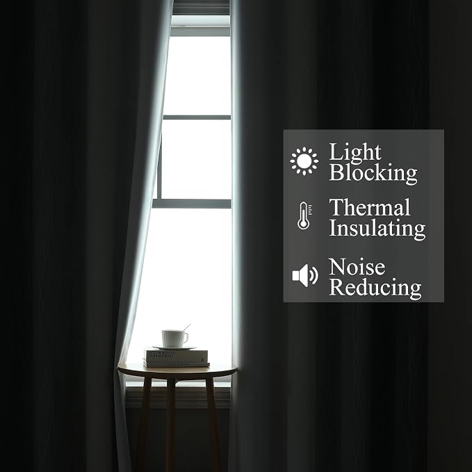 Grey and Greyish White Blackout Curtains 54 Inch Length, Light Blocking - Image 3