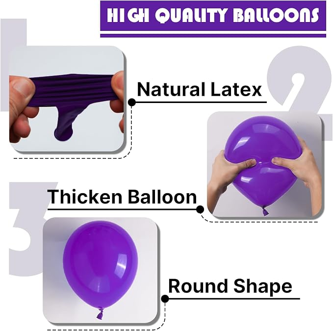 PartyWoo Dark Purple Balloons 100pcs Royal Purple Color 12 Inch | Balloons - Image 8