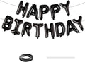 Black Happy Birthday Balloons Banner, 16 Inch Black Letters Aluminum Foil by BSRESIN