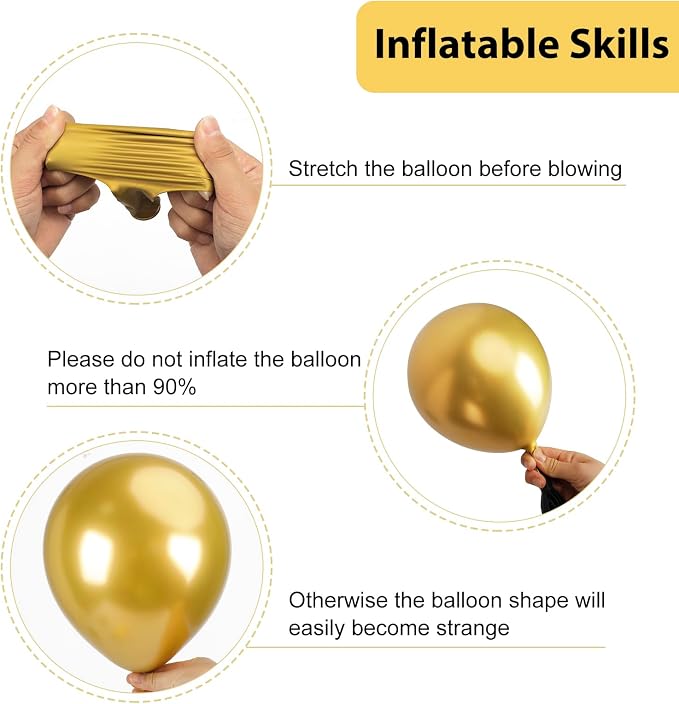 RUBFAC Black and Gold Balloons 129pcs Different Sizes 18 12 10 5 Inch | Latex - Image 3
