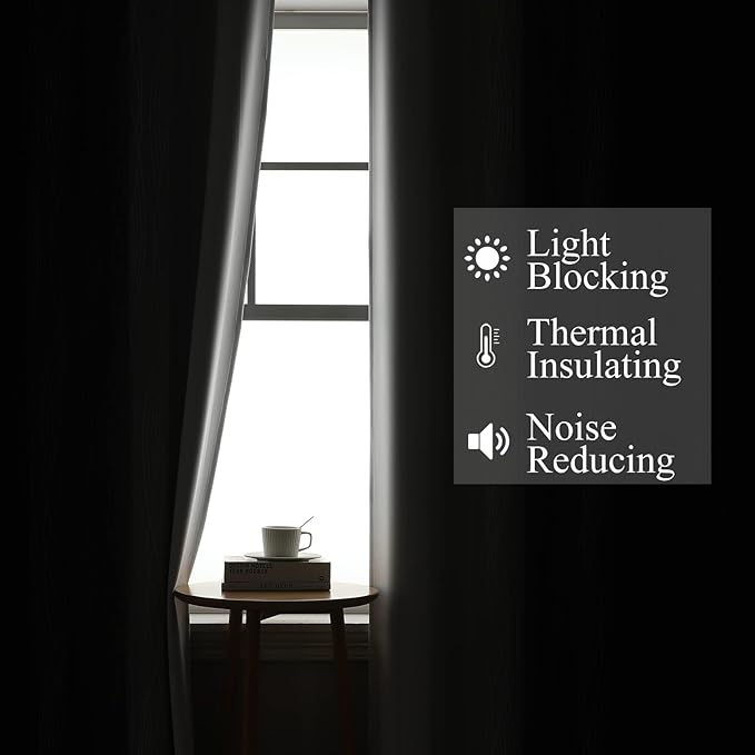 Ombre Greyish White Black Blackout Curtains & Drapes 63 Inch Length 2 Panels - Image 3