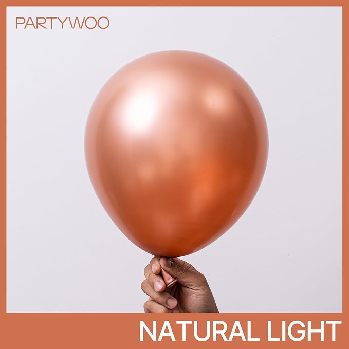 PartyWoo Rose Gold Balloons 100pcs Metallic Chrome Rose Gold Color | 12 Inch - Image 2