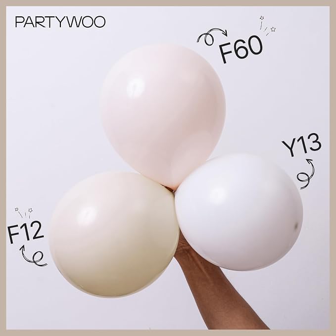 PartyWoo Beige Balloons 155pcs Different Sizes of 18 12 10 5 Inch Boho Cream - Image 4