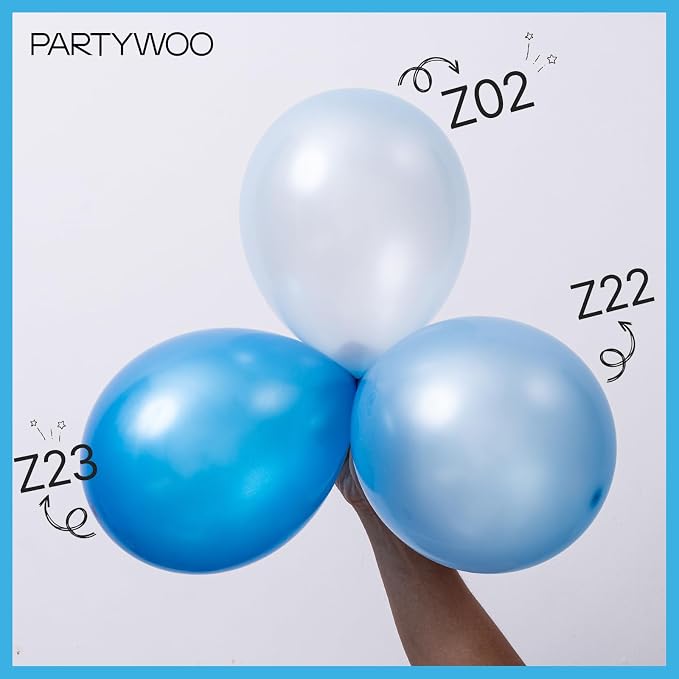 PartyWoo Pearl Light Blue Balloons 50pcs Baby Pastel Blue Color | 12 Inch - Image 4