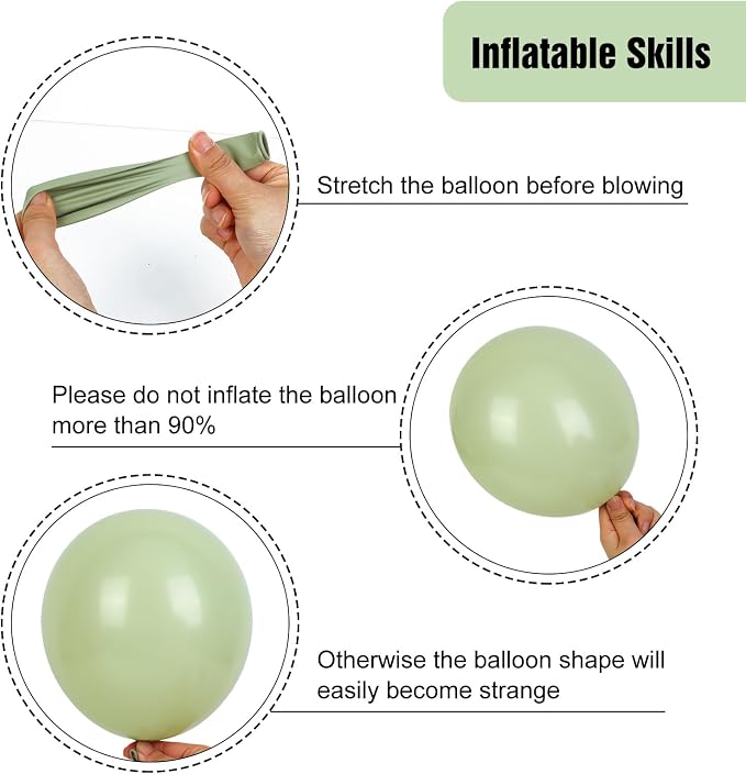 RUBFAC Dusty Green Balloons 129pcs Different Sizes Pack of 18 12 10 5 Inch | - Image 3