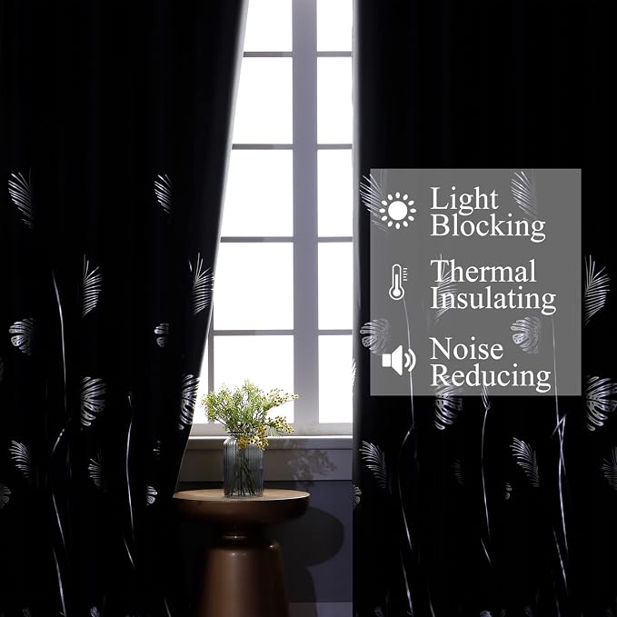 Blackout Curtains 84 Inch 2 Panels Room Divider Thermal Insulated Palm Tree - Image 6