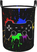 38l Round Laundry Hamper Game Joystick Storage Basket Waterproof Coating by Gbuzozie