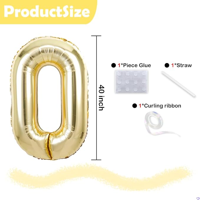 10 Balloon Number, 40 Inch Large Foil Light Gold Number 10 Balloons Champagne - Image 2
