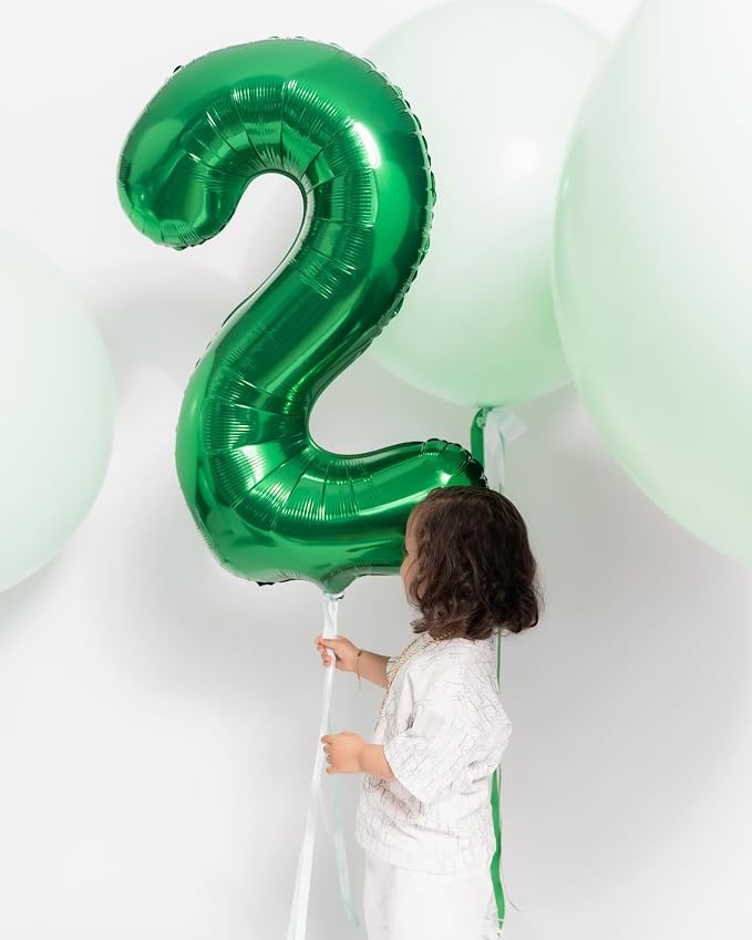 Green Number 2 Balloon 40 Inch, 2nd Birthday Party Decorations Men Women | Foil - Image 3