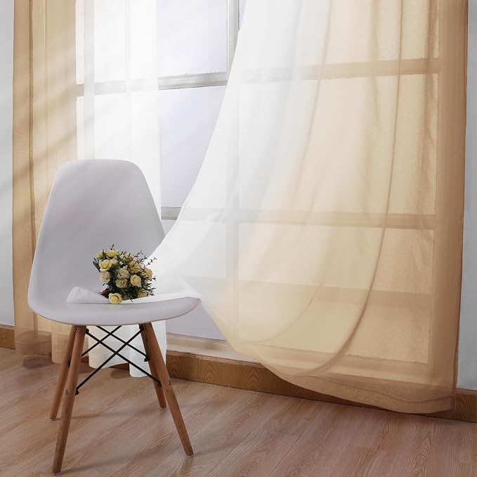 DWCN Ombre Faux Linen Extra Long Sheer Curtains - Image 4