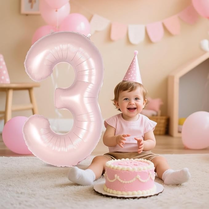 Light Pink Number 30 Balloon, 40 Inch Giant Mylar Number Balloons, Large Foil - Image 6