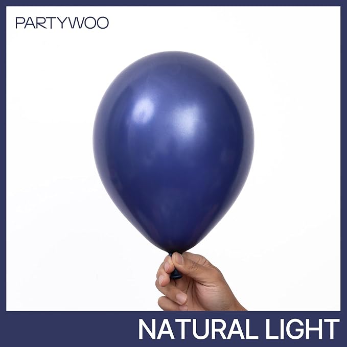 PartyWoo Navy Blue Balloons 123 pcs Pearl Navy Balloons Different Sizes Pack of - Image 3