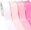 Ribbli Pink Satin Ribbon 1-1/2 Inch x 4 Rolls Total 40 Yards- White Pink Ribbon by Ribbli