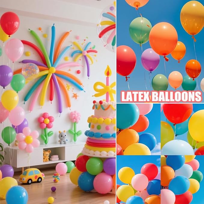 500 Pcs Balloons Assorted Colors, Rainbow Birthday Balloons Bulk Pack of Strong - Image 6