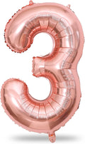 Rose Gold Number 3 Balloon for Girls, 40 Inch Large Number 0-9 Foil Mylar by Lingqiang