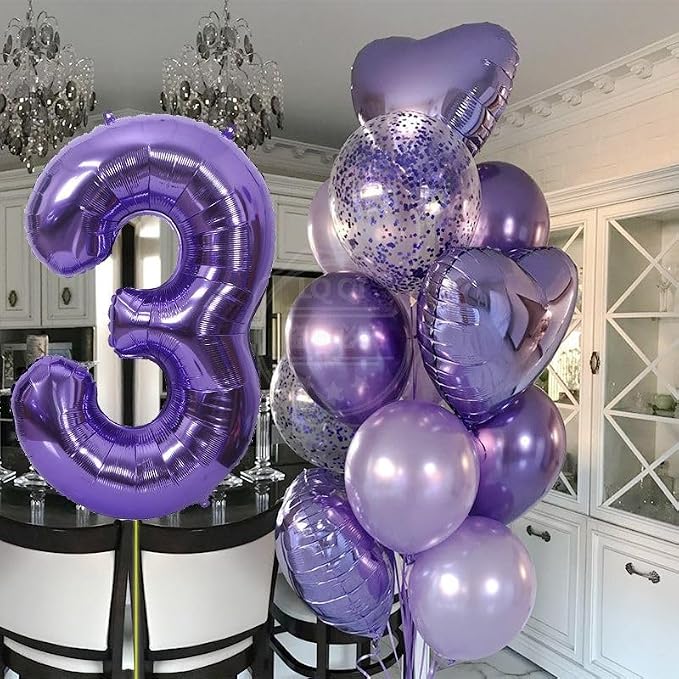 2 Balloon 40 Inch Number Balloons Purple Birthday Decorations - Image 2
