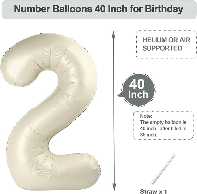 Numbers 10 Balloon 40Inch Cream Balloons - Image 5