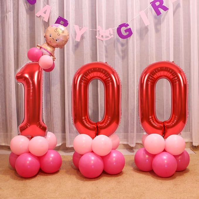TONIFUL 40 Inch Red Number 6 Balloons Large Foil 6th Birthday Decorations | Red - Image 4