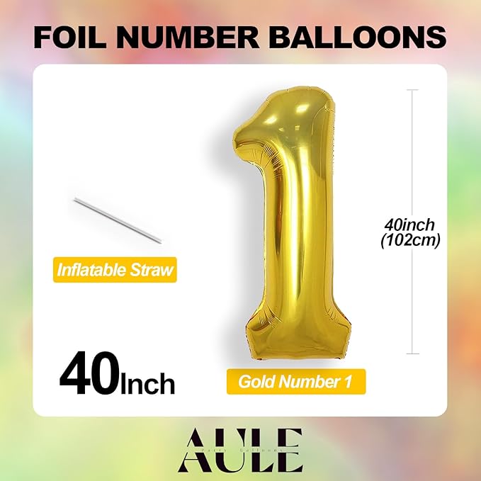 AULE 40 Inch Gold 30 Balloon Number Foil 0-9 Birthday Big Numbers | Birthday - Image 4