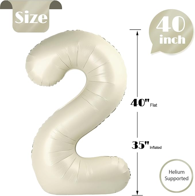 Cream Number 2 Balloon 40 Inch - Image 5