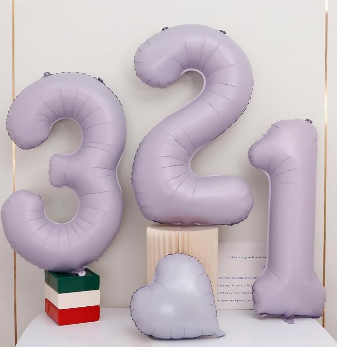 Pastel Purple 18 Number Balloons, 40 Inch Light Purple 18 Balloons Large Helium - Image 2