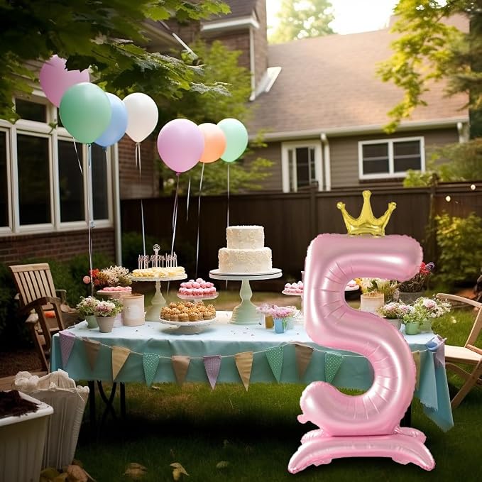 42 Inch Crown Pink Number Balloon, Number 9 Balloon - Image 7