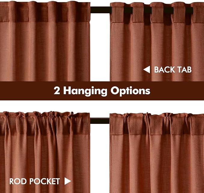 MIULEE Burnt Orange Fall Kitchen Curtains 24 Inches Long 2 Panels Farmhouse | - Image 4