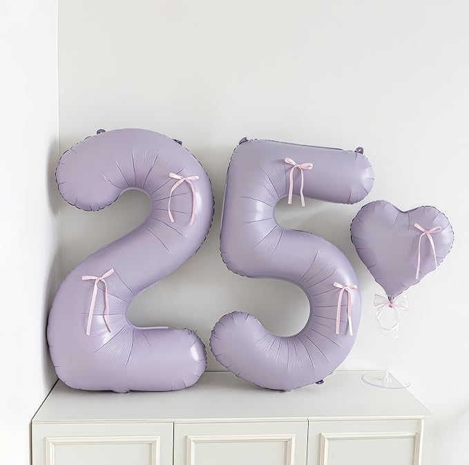 Pastel Purple 30 Number Balloons, 40 Inch Light Purple 30 Balloons Large Helium - Image 3
