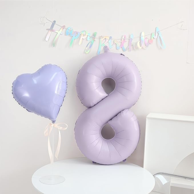 Pastel Purple 10 Number Balloons, 40 Inch Light Purple 10 Balloons Large Helium - Image 6