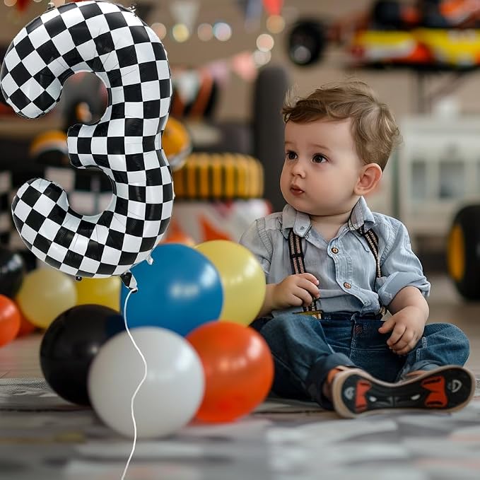 42 Inch Checkered Number Balloon 6, 6th Race Car Flag Birthday Party Supplies - Image 5