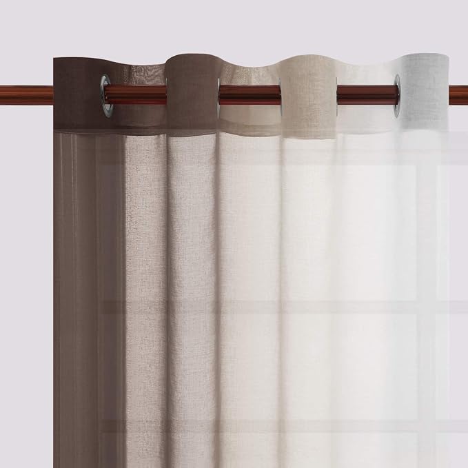 DWCN Faux Linen Ombre Sheer Curtains - Image 2