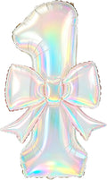 40 Inch Number 1 Balloon with Bow, Coquette Aesthetic Foil Balloon by Unknown