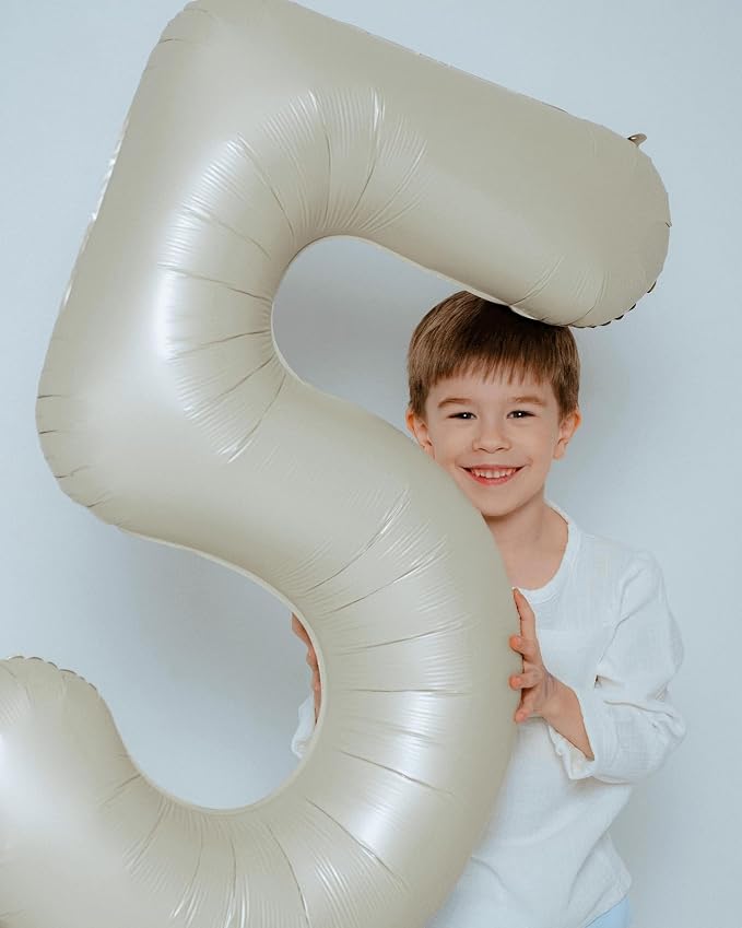1 Balloon - Cream Birthday Number Balloons, 40 Inch Decorations Men Women | - Image 7