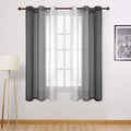 DWCN Black Faux Linen Ombre Sheer Curtains by DWCN