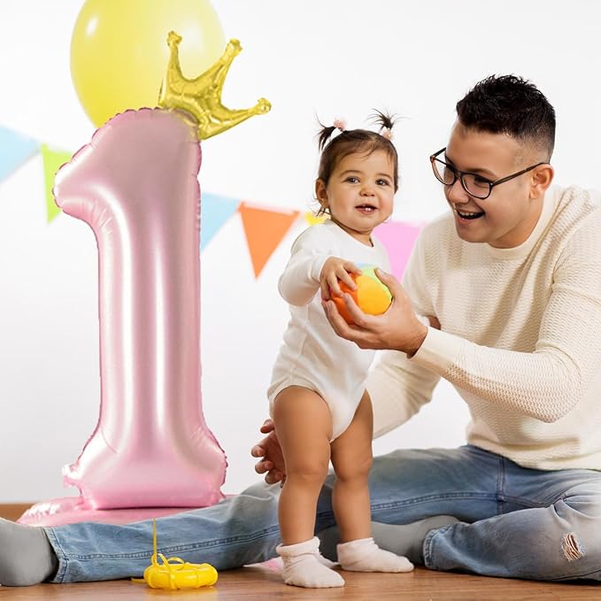 42 Inch Crown Pink Number Balloon, Number 7 Balloon - Image 4