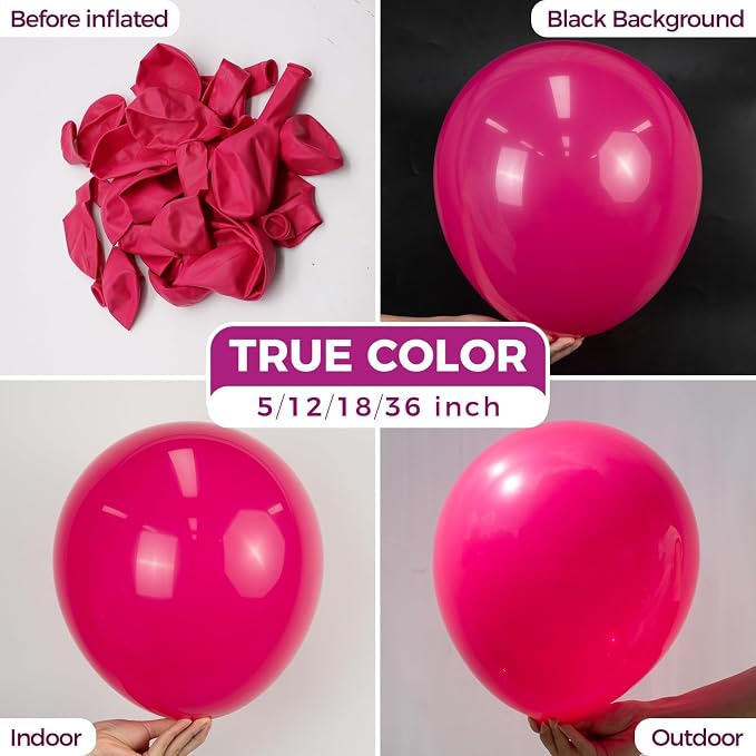 Bezente Hot Pink Latex Party Balloons, 100 Pack 12 inch Round Helium Pink - Image 2
