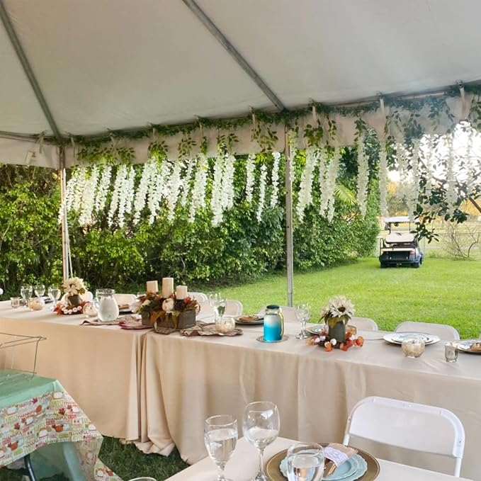 Artificial Wisteria Hanging Flowers Fake Wisteria Flower Garland Silk Vines - Image 3