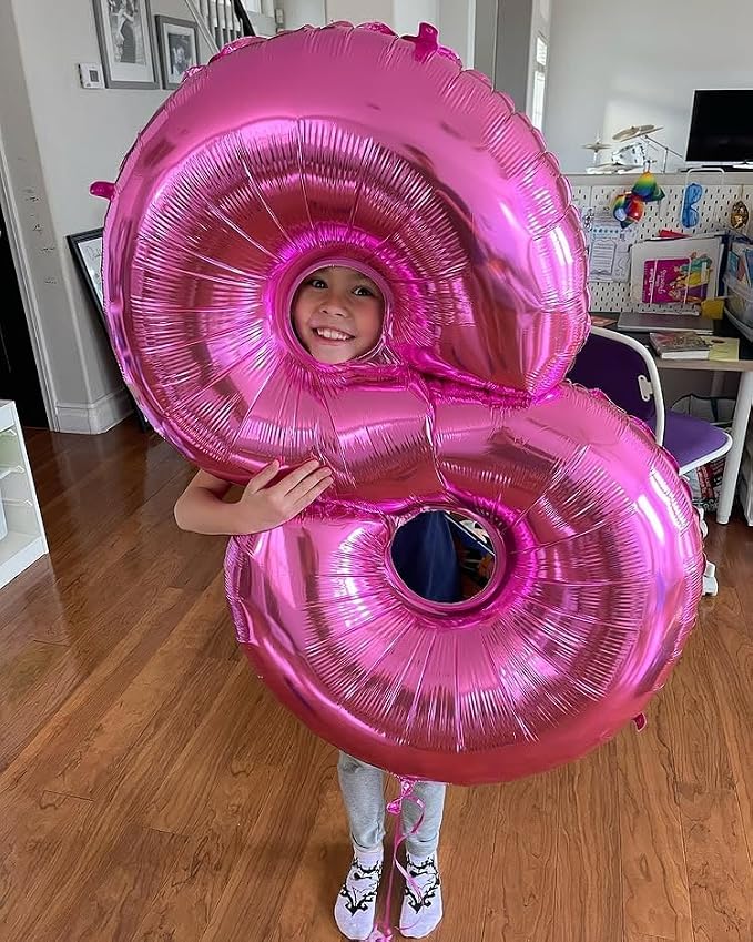 6 Balloon - Pink Birthday Number Balloons, 40 Inch Decorations Men Women | Pink - Image 9