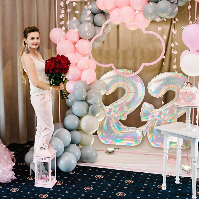 40 Inch Number 2 Balloon with Bow, Coquette Aesthetic Foil Balloon - Image 6