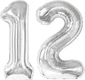 Silver Number 12 Balloon 40 Inch, 12th Birthday Decorations Men Women | Foil by IWERP